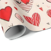 Cadeau Le coeur de la Saint Valentin Envelopper le papier (Coin rond)