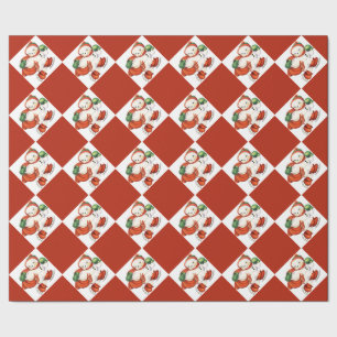 Cadeau Le papier d'emballage de Noël vintage de bonhomme