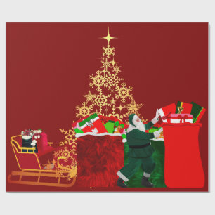 Cadeau Le Père Noël arrive à la ville Papier à enveloppem