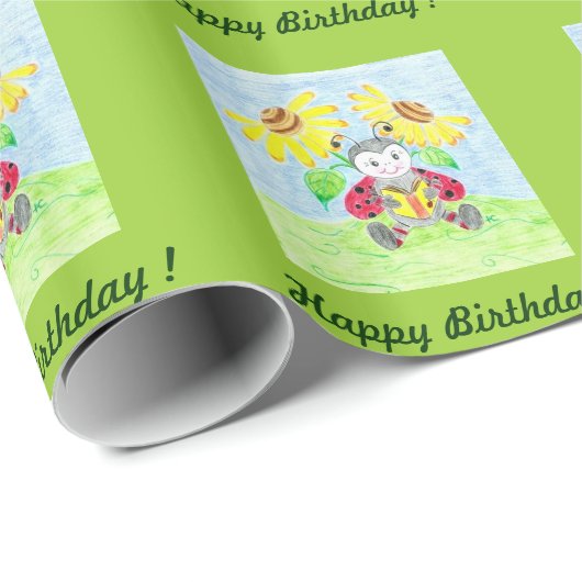 Cadeau Lecture du papier d'emballage ladybug (Coin rond)