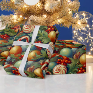 Cadeau les années 50 60s Vintage Noël papier d'emballage