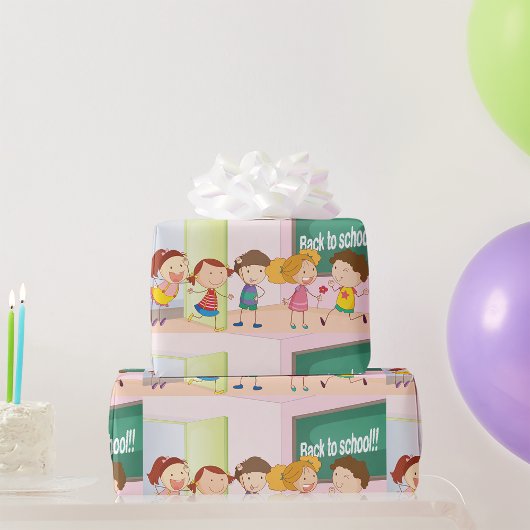 Cadeau Les Enfants À L'École Papier D'Emballage