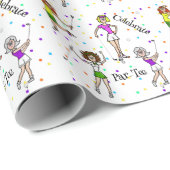 Cadeau Les femmes golfeuses célèbrent le papier d'envelop (Coin rond)