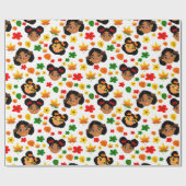 Cadeau Les Filles Afro Automne Thankgiving Papier (Plat)