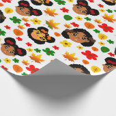 Cadeau Les Filles Afro Automne Thankgiving Papier (Coin)