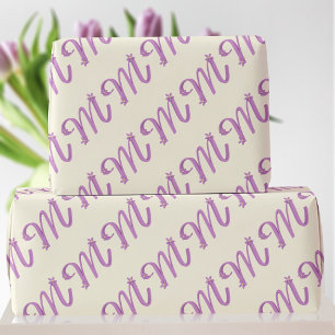 Cadeau Lettre rose M monogramme sur papier d'enveloppemen