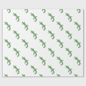 Cadeau lézards verts sur papier blanc (Plat)