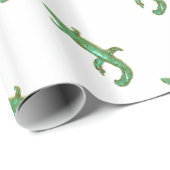 Cadeau lézards verts sur papier blanc (Coin rond)