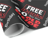 Cadeau Libérez les boissons pour le papier d'anniversaire (Coin rond)