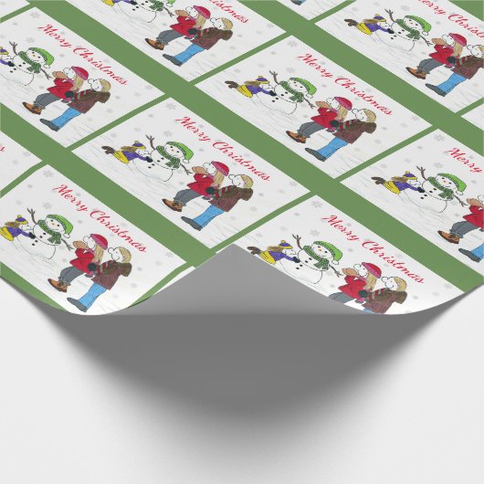 Cadeau Lizzy's People Snowman Fun Wrapping Papier vert (Coin)