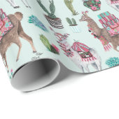 Cadeau Llama | bleu | Papier d'enrobage (Coin rond)