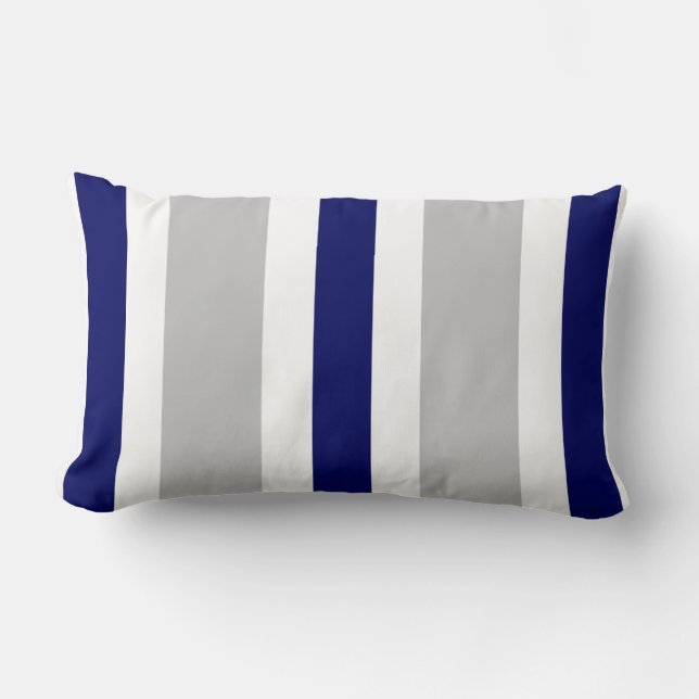 Cadeau lombaire gris de coussin de rayure de bleu (Recto)