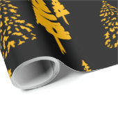 Cadeau L'or sur le papier d'enveloppement des arbres de N (Coin rond)