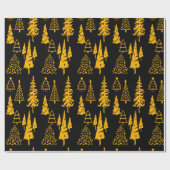 Cadeau L'or sur le papier d'enveloppement des arbres de N (Plat)