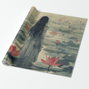 Cadeau Lotus mélancolique - Papier aquarelle à la brume (