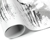 Cadeau Loup | Dessin de loup gris | Papier d'enrobage (Coin rond)