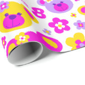 Cadeau L'ours de nounours fleurit le papier nommé de (Coin rond)