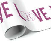 Cadeau Love Baseball Glossy Wrapper Papier (Coin rond)