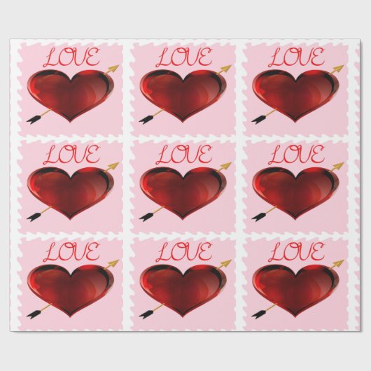 Cadeau Love Forever Stamp Wrapper Papier (Plat)