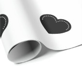 Cadeau Love Heart Black Valentine's Wrapping Papier (Coin rond)