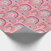 Cadeau Love Heart Valentines Day Rainbow Wrapper Papier (Coin)