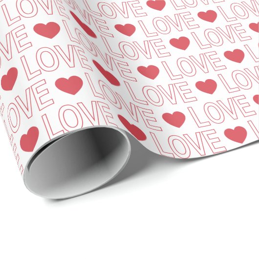 Cadeau Love Motif papier à envelopper - Plan rouge (Coin rond)