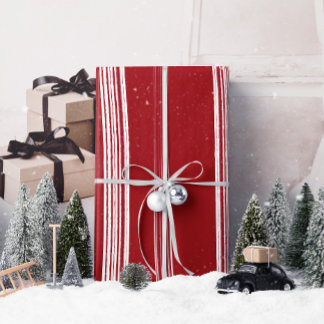 Cadeau Lux Christmas White Stripes sur le papier d'envelo