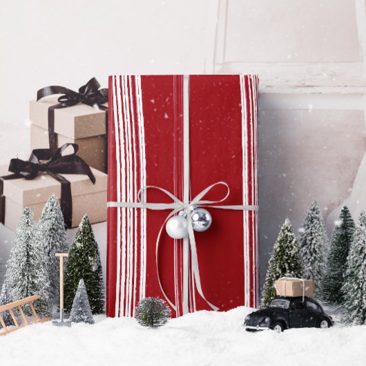 Cadeau Lux Christmas White Stripes sur le papier d'envelo