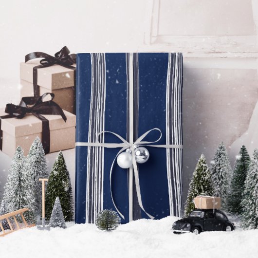 Cadeau Lux Christmas White Stripes sur papier d'enveloppe