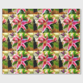 Cadeau lys stargazer rose enveloppant du papier (Plat)