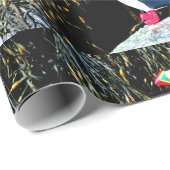 Cadeau macareux sur le papier de motif de roche (Coin rond)