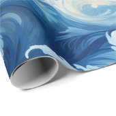 Cadeau Majestic Blue Surge : Ocean Waves Wrapper Papier (Coin rond)