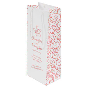 cadeau mariage sac à vin orange étoile personnalis