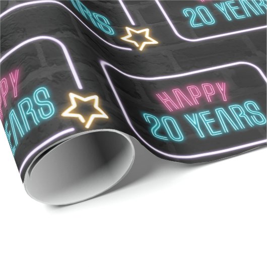 Cadeau Marque du 20e anniversaire de Neon sur papier d'en (Coin rond)