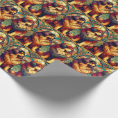 Cadeau Mastiffs tibétains colorés enveloppant du papier (Coin)