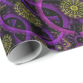 Cadeau Méditation papier d'emballage de fleur d'or (Coin rond)