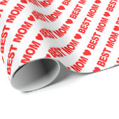 Cadeau Meilleure maman rouge sur papier d'emballage blanc (Coin rond)