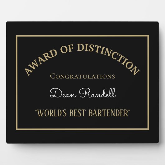 Cadeau ! ! Meilleure plaque du Bartender mondial (Devant)