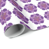 Cadeau Menorah violet sur papier d'enveloppement arrière  (Coin rond)