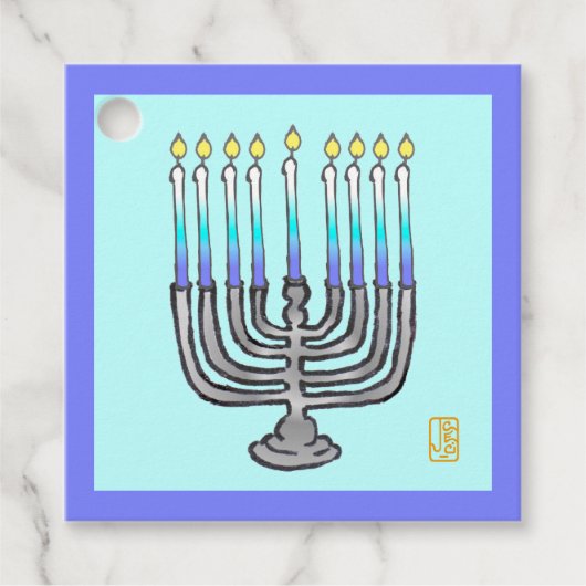 Cadeau Menorah Whimsical Favoriser les étiquettes (Devant)