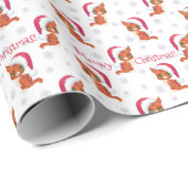 Cadeau Meowy Noël Cute Kitten Wrapping Papier C (Coin rond)
