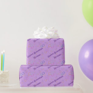 Cadeau Message d'anniversaire sur papier d'emballage Ube