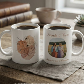 Cadeau met foto van beste vriendin met waterverf b mok