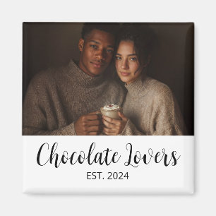 Cadeau met foto van koppel dat chocolade liefheeft magneet