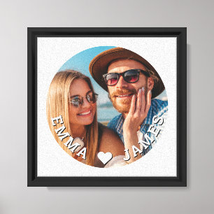Cadeau met foto van stel Hart Namen Romantisch Aan Canvas Afdruk