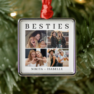 Cadeau met fotocollage voor beste vrienden metalen ornament