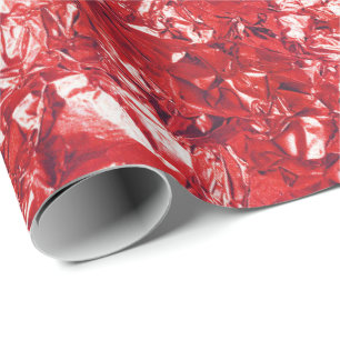 Cadeau Métallique vif rouge de papier aluminium froissé