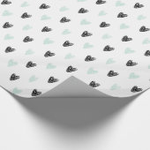 Cadeau Mint & Coeurs noirs Doodles Motif papier d'envelop (Coin)