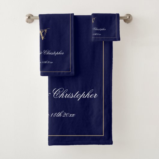 Cadeau moderne Monogramme initial chic bleu (En situation)