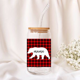 Cadeau moderne Rouge Plaid Et Blanc Mama Ours